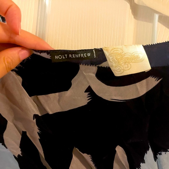 Holt Renfrew asymmetrical multi coloured top with waist tie - Picture 2 of 2